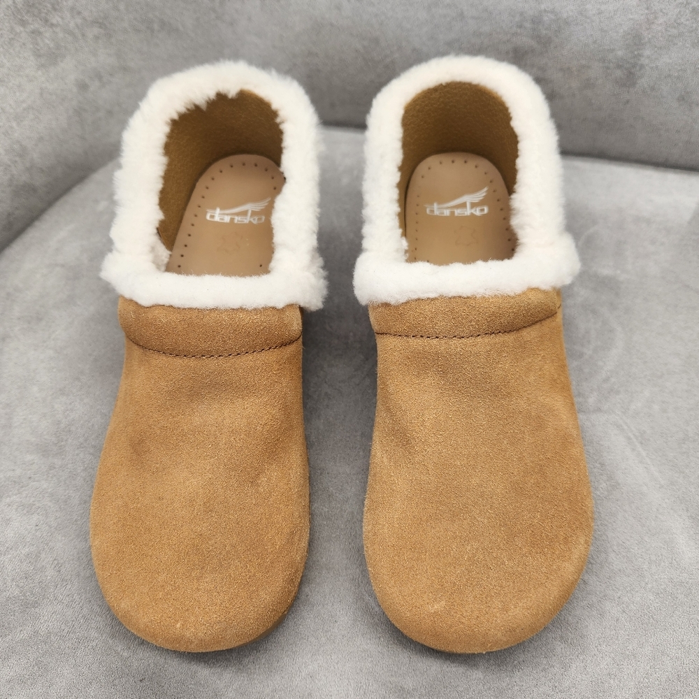 Dansko Pro Cozy clogs women's 10.5 tan suede shearling boho cottagecore new $150 - Picture 5 of 15